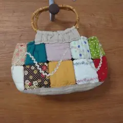 ハンドメイド パッチワーク グラニーバッグ 木製ハンドル - メルカリ