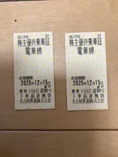 名鉄株主優待券　乗車券　フリー乗車券　ペア　2枚セット