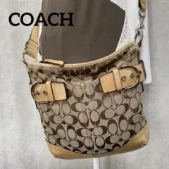 【訳あり】COACH コーチ シグネチャー ショルダーバッグ ベージュ