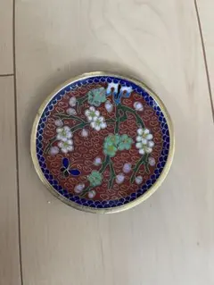 時代物　文房具　景泰藍（七宝焼）小皿　銅製　置物　アンティーク 時代物 文房具 景泰藍（七宝焼）小皿 銅製 置物 アンティーク