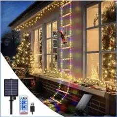 クリスマス イルミネーション ソーラー 梯子 サンタクロース 夜間自動点灯