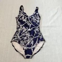 ネイビー 花柄 ワンピース水着