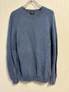 UNIQLO ラムウールクルーネックセーター　ブルー　XLサイズ　ユニクロ
