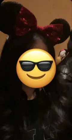 ミッキー耳カチューシャ 黒と赤のラメ