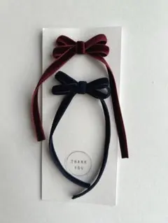 リボン型ヘアゴム 2個セット ♡両面ベルベット♡