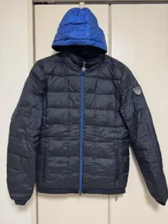 アルマーニ　ネイビー/ブルー フード付きダウンジャケット