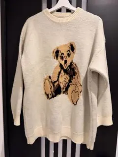 クマ刺繍オーバーサイズニット