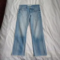 美品 ユニクロ ライトブルー ストレートデニム ダメージ加工 お値下