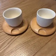 陶器カップ＆木製ソーサー ペアセット