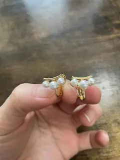 パール ゴールド クリップ式イヤリング