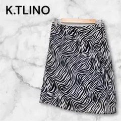 【ケーティー リノ】M 今季大人気　ゼブラ柄 ミニスカート ひざ丈 麻素材 韓国