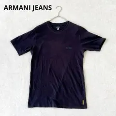 ARMANI JEANS 半袖シャツ ロゴプリント ネイビー サイズMのサムネイル