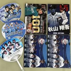西武ライオンズ　クリアファイル４枚、うちわ３枚