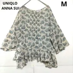 UNIQLO ANNA SUI コラボ シフォンブラウス 七分袖 M 総柄のサムネイル