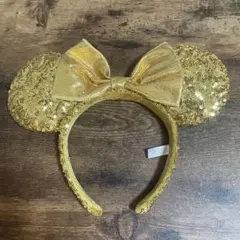 【値下げ】ミニーマウス キラキラカチューシャ(スパンコール/ゴールド)