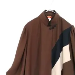伊太利屋　ブラウン　長袖ブラウス　スタンドカラー　7のサムネイル