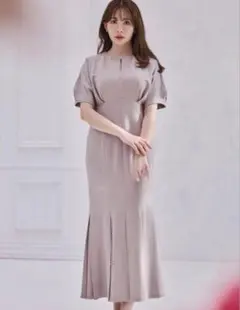 Flolia洗えるカシュクールVネックワイドシルエットオールインワン 