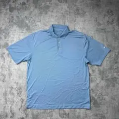 ポロシャツ　半袖　US古着　くすみブルー　希少カラー　刺繍　P105