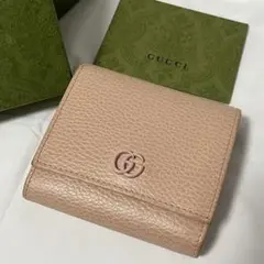✨未使用級✨　GUCCI 財布　ggマーモント　レザー　薄ピンク　ピンクベージュ
