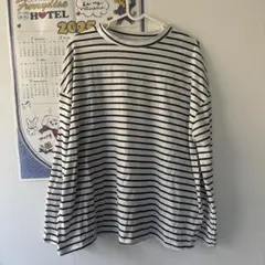 ボーダー　長袖 ボートネック Tシャツ　白　黒