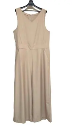 ナノユニバース ベージュ ノースリーブ オールインワン サロペット M