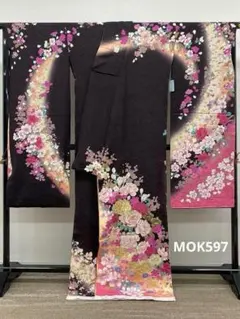 振袖 仮絵羽 滝泰 ふりおぼろ 銀通し 正絹 未仕立て品 八掛付き MOK887