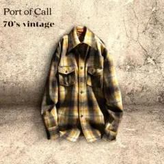 70s ヴィンテージ 極上配色 ウールCPOシャツ M オンブレチェック 古着のサムネイル