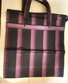 即購入OK　紫と黒のストライプエコバッグ