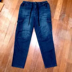 メンズ　 カーゴパンツ ゴムウエスト　ダークブルー