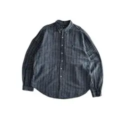 【希少】ラルフローレン インディゴリネンコットン チェック長袖シャツ 2XL