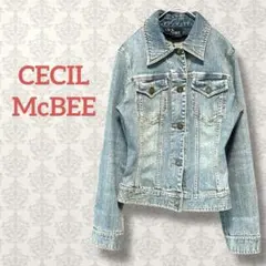 セシルマクビー ヴィンテージ風ストレッチデニムジャケット ウォッシュ加工Gジャン