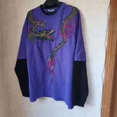ト*読様 GALFY　ドラゴン　ロンT 刺繍 紫色 長袖シャツ XL　ガルフィーのサムネイル