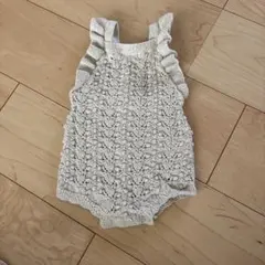 ZARA 68cm ベビー ニット ロンパース ベージュ クロシェのサムネイル