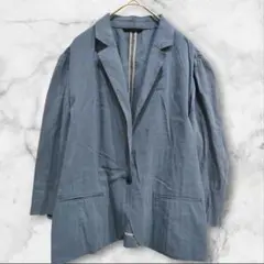 K.Tキヨコ タカセ くすみブルー テーラードジャケット リネン混 春夏秋 Lのサムネイル