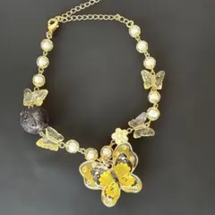 犬用　ネックレス ちょうちょ 小型犬 　黄色 クリアケース付き　アクセサリー