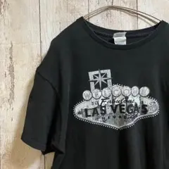 DELTA 半袖tシャツ ラスベガス 00s〜 L ブラック プリント 古着