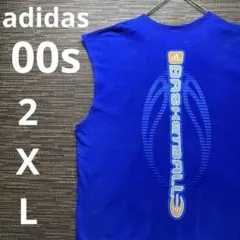 00s adidas バスケットボール タンクトップ 青　ビッグサイズ　古着