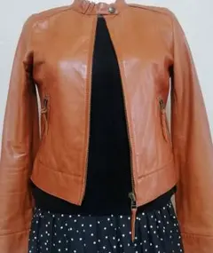 ライダースジャケット　ラムレザー100%　スタンドカラー　UNITED　本革　S