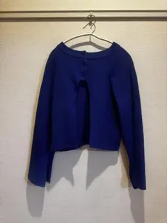 【値下げ可】青いリブ編みクロップドカーディガン