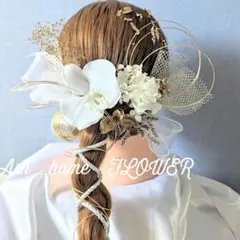 再販ドライフラワー　胡蝶蘭 成人式  結婚式髪飾り　ヘアアクセサリー　前撮り