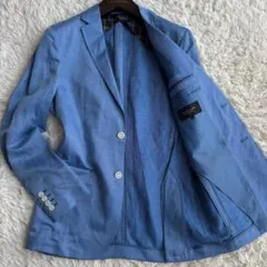 【美品】 バーバリーブラックレーベル ノバチェック リネン テーラードジャケット