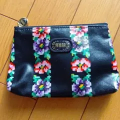 FEILER 花柄ポーチ 黒