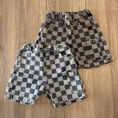 breeze ⌇ デニムチェッカーハーフパンツ　90cm ２点
