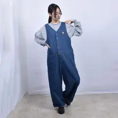 drug store's 6ozデニム スタンディ刺繍 BIGサロペット