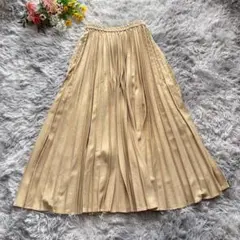【新品】ニコアンド　ライトメランジプリーツスカート　【M】ベージュ　ウエストゴム