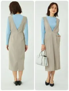 グリーンラベル　リラクシング ジャンパースカート　ホワイトグレー