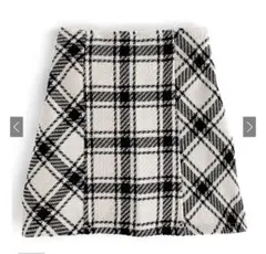 GRL バックリボンツイードチェックミニスカート アイボリー L