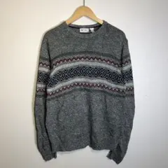 ノルディック柄 グレーセーター ユニセックス 古着