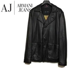 Armani Jeans ブラック ダブルライダースジャケット／レザージャケット