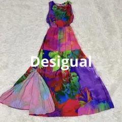 【美品】洗える♡デシグアル 花柄 カットアウト ロングワンピース マルチ 総柄のサムネイル